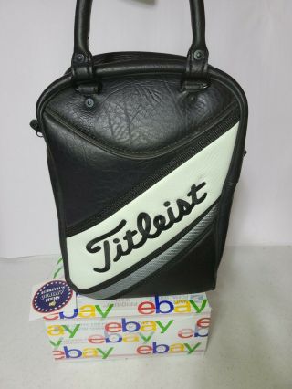 Titleist Black & White Leather Shag Bag Golf Ball Bag Shoes Rare Vintage