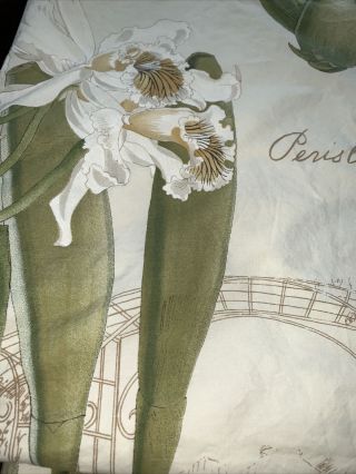 POTTERY BARN ORCHID Botanical Floral Queen Duvet French Country RARE Green EUC 2
