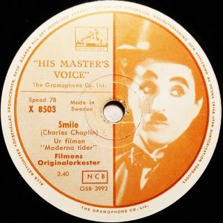 Charlie Chaplin Sings " The Nonsense Song " Modern Times (1954) Rare Swedish 78rpm