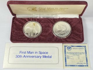 1961 - 1991 Russia First Man In Space 30th Anniv Coin Silver Medal Set Cccp Rare