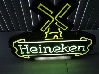 Heineken Beer Sign Lighted Windmill Neo Plastic 22 " X 18 " So Cool,  Rare
