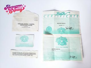 Vintage Cabbage Patch Birth Certificate & Adoption Papers Martina Marcia