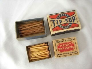 2 Vtg Or Antique Matchboxes Safety Tip Top Matches & Bryant & May 