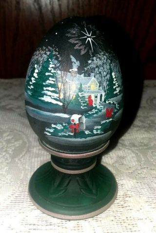 Fenton Egg Green Emerald Our Home Is Blessed Figurine Christmas Star Rare