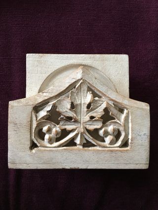 Vintage Hand Carved Antiqued Cream Color Leaf Pattern Wood Coasters Set/4 India