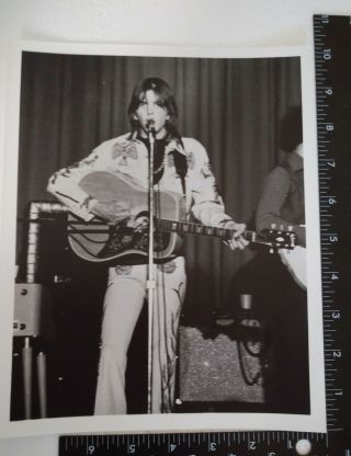 Rare Gram Parsons Performance Photo In Mismatched Nudie Suit 8x10 " B&w Gilded