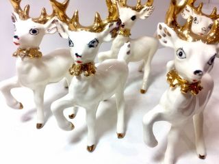 Rare Vintage Holiday White Porcelain W/gold Holland Mold Set,  Sleigh & Reindeer