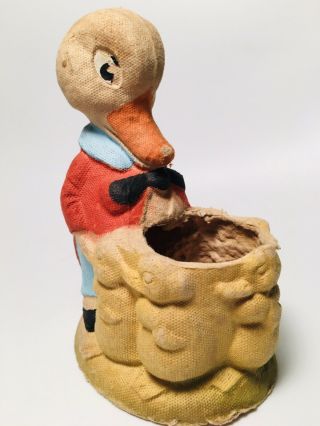 Rare Paper Mache Composite Easter Donald Duck Candy Container Vintage Germany