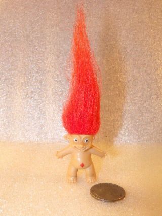 Vintage Troll Doll Pencil Topper 1 1/4  Body With Hair 5” China
