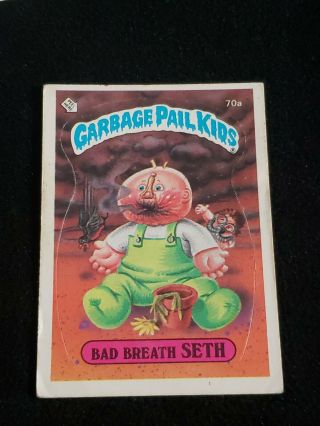 1985 Garbage Pail Kids Bad Breath Seth 70a Series 2 Rare Matte Tessie Back Gpk
