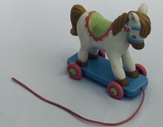 American Girl Bitty Baby Toy Pulling Rocking Horse On Wheels 4” Rare Htf