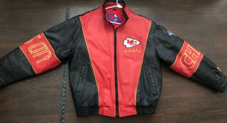 Rare Vintage Kansas City Chiefs Large Leather Proline Nfl Jacket Great Confition