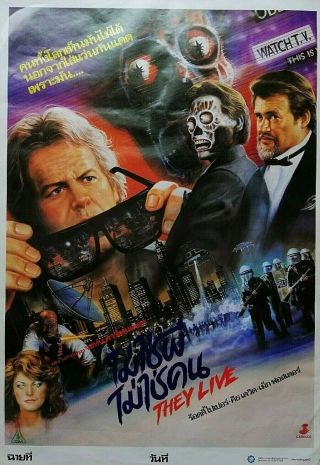 They Live (1988) - John Carpenter Roddy Piper - Rare Thai Movie Film Poster