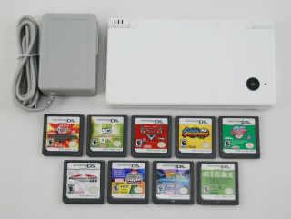 Nintendo Dsi Arctic White (rare) Handheld System Complete With 9 Ds Games