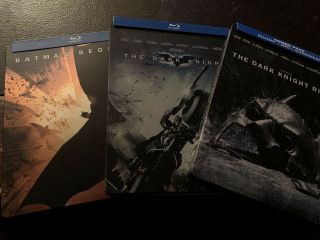 6 - Disc Bluray/dvd - Batman Begins / Dark Knight [rises] (steelbooks) Rare Htf