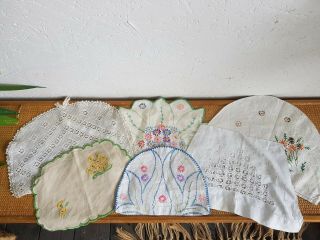 6 Vintage/antique Embroidered And Lace Tea Cosy Covers