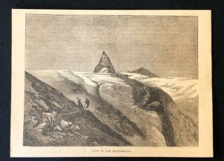 Antique 1873 Book Print/illustration View Of The Matterhorn