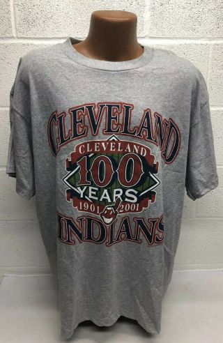 Rare Men’s Cleveland Indians 100 Years 1901 - 2001 T Shirt / Extra Large Xl