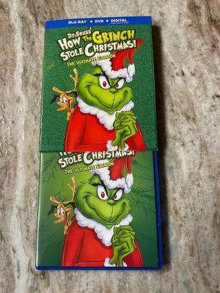 how the grinch stole christmas blu ray,  dvd Combo Rare Slipcover.  No Digital 3