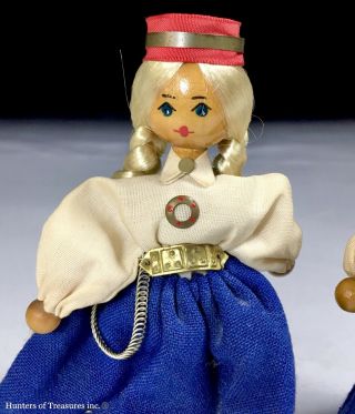 Vintage Ukrainian or Russian Folk Art Doll Couple 5.  3 Inch. 3