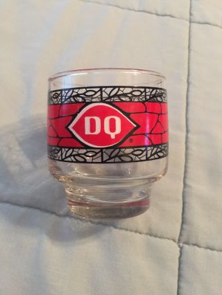 Rare Vintage Dairy Queen Dq Sundae Glass Cup Bowl 3 - 1/2 " Tall Red Stained Glass