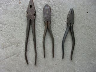 3 Rare Vintage Utica 10 1/2 ",  & Two 8 Inch Pliers Made In Usa,