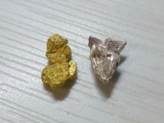 Rare Pure Crystaline Gold Nugget.  799 Grams And Silver Crystal - Both Sparkle