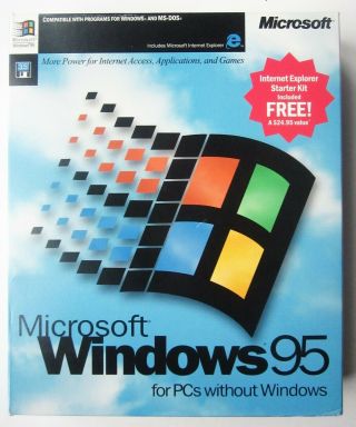 Microsoft Windows 95 Os Retail Opened Box 3.  5 " Floppy Discs Still Rare