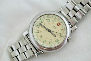 Vintage Swiss Army Cavalry Delta 1 Stainless Steel Mens Watch W/ Date Very Rare