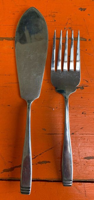 Vintage Elkington Silver Plate Fish Serving Knife And Fork Set