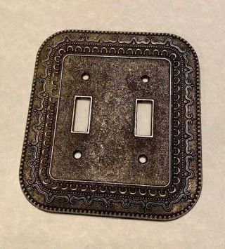 Vintage Melard Silver Metal 2 Toggle Decorative Wall Switch Plate Outlet Cover
