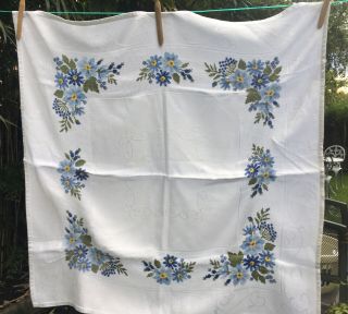 Vintage Embroidered Rectangle Tablecloth 32 “ Square
