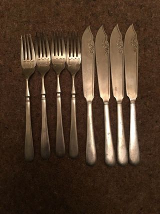Vintage 8 Piece Chrome Plate Fish Knife & Fork Set (plus 2 Additional Knife)
