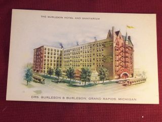 The Burleson Hotel And Sanitarium Grand Rapids Michigan 1909 Antique Postcard