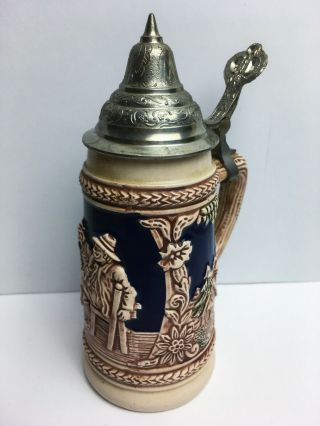 Antique Gerz Beer Stein (lidded) - West Germany Ceramic 18cm Tankard/mug