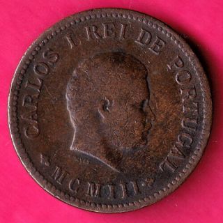 India Portugueza - Carlos I - 1/2 Tanga - Rare Coin T47