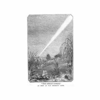 Australia Comet Seen At Van Diemens Land - Antique Print 1844