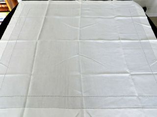 Antique White Irish Linen Tablecloth With Ladder Work Detail 34.  5 X 36.  5