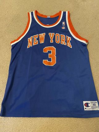 John Starks Champion York Knicks Jersey 3 Nba Rare Vintage 90s Size 48