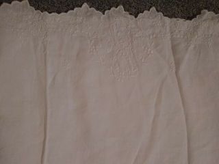 Vintage White Cotton Bolster Pillowcase With Embroidered To Fit Pillow 18 " X 74 "