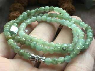 5mm 100 Natural A Green Emerald Jade Beads Necklace Have Certificate1334