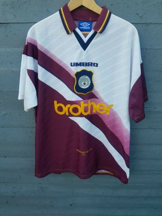 Manchester City Away Football Shirt 1996/7 Vtg 90s Umbro Rare Size L Maine Road