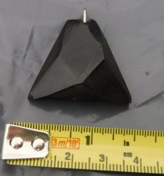 Antique Whitby Jet Triangle Carved Pendant Victorian Mourning Jewellery