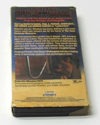THE TEXAS CHAINSAW MASSACRE 1974 VHS RARE Media Shrink Tobe Hooper HORROR 2