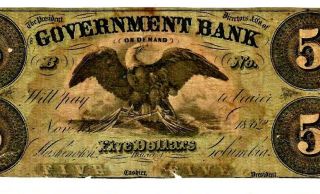 $5 " Government Bank " (eagle Note) 1800 