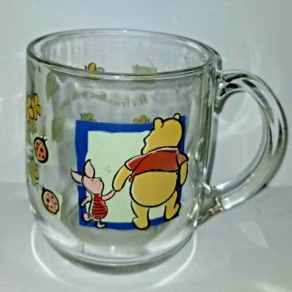 Winnie The Pooh Piglet Glass Coffee Mug Cup Rare Walt Disney Made In The Usa