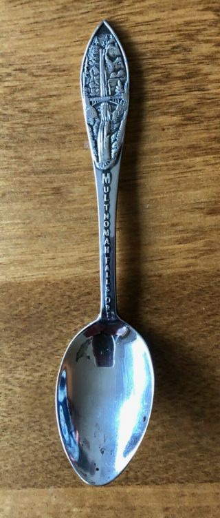 Multnomah Falls,  Oregon Sterling Souvenir Spoon,  Falls On Handle