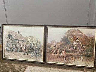 2 X Vintage Prints - Country Cottages -