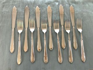 Elegant Set 12 Vintage Epns Fish Cutlery