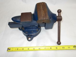 Red Diamond Rare Vintage Swivel Bench Vise,  3 - 1/2 " Wide Jaws,  Opens To 3 ",  Usa